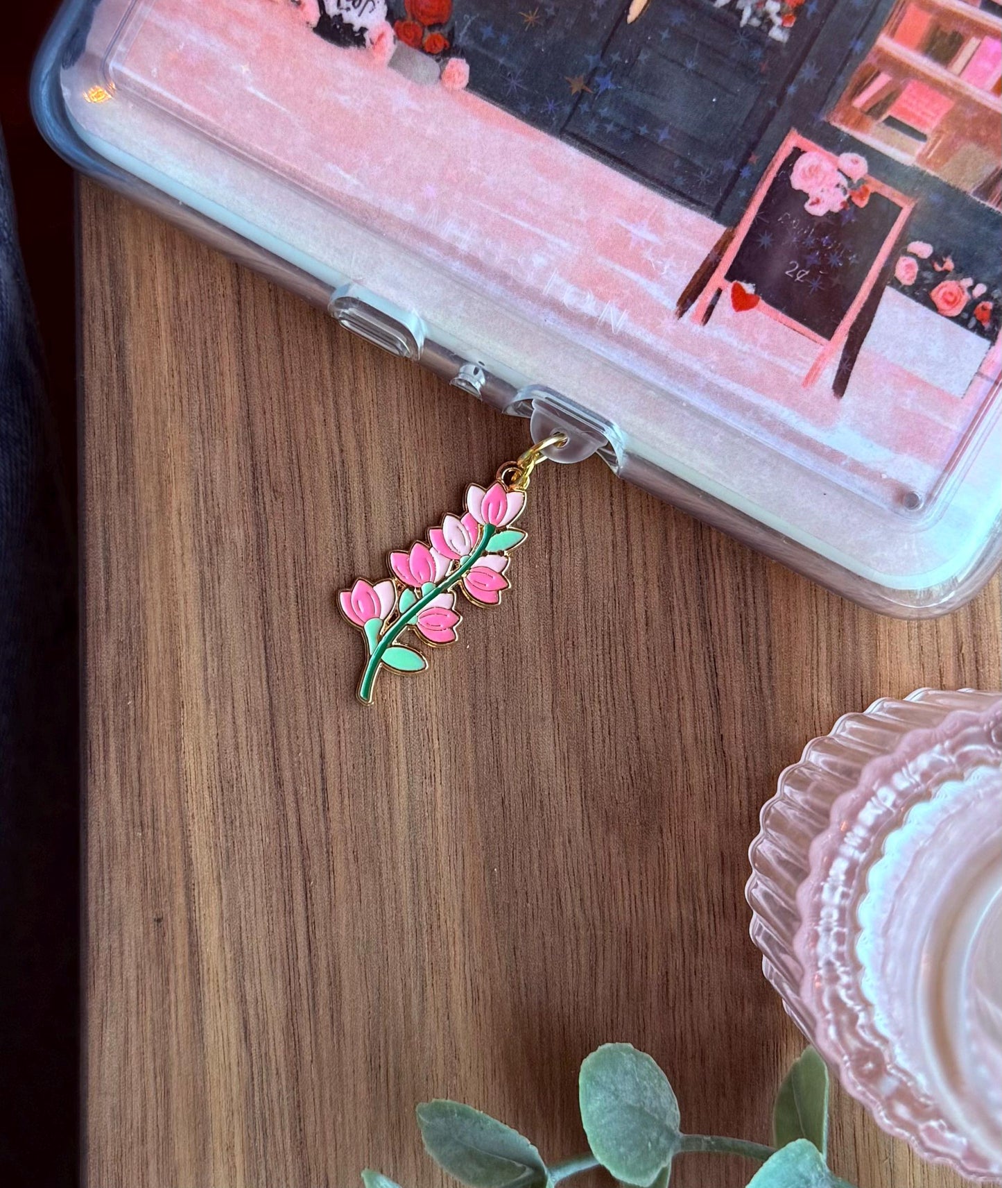 Pink Flower Kindle Charm