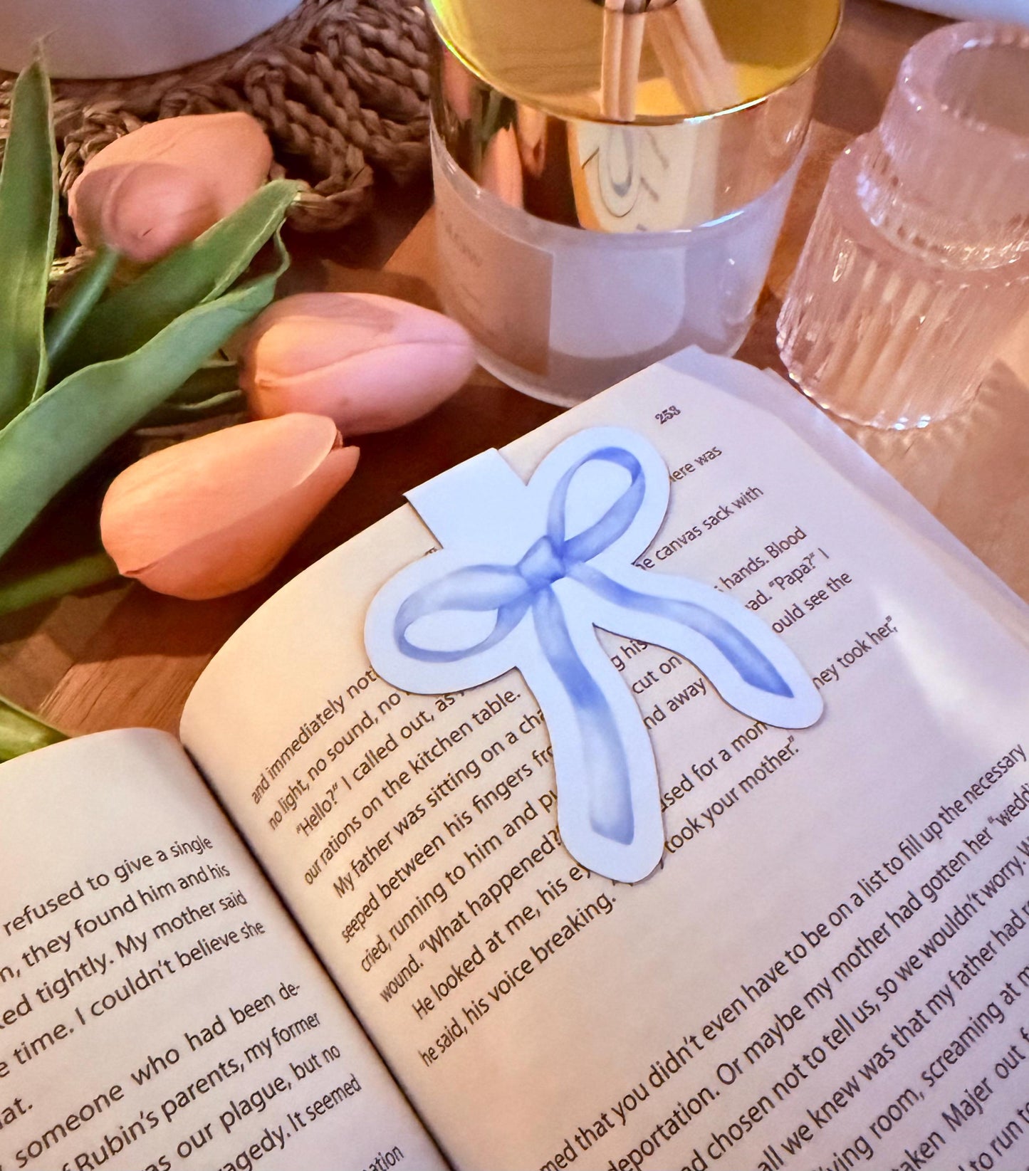 Blue Bow Magnetic Bookmark