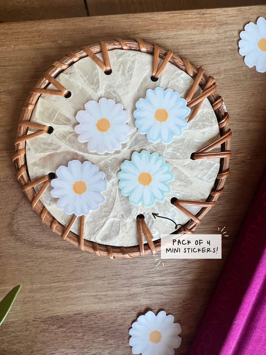 Color Daisy Flower Mini Sticker Pack of 4