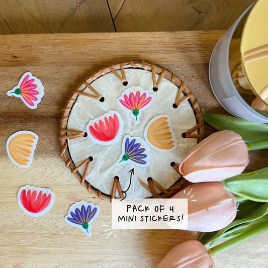 Floral Mini Sticker Pack of 4