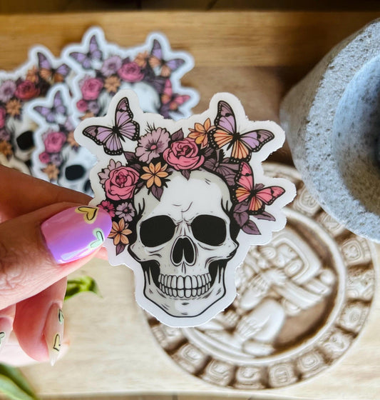 Floral Skull Sticker