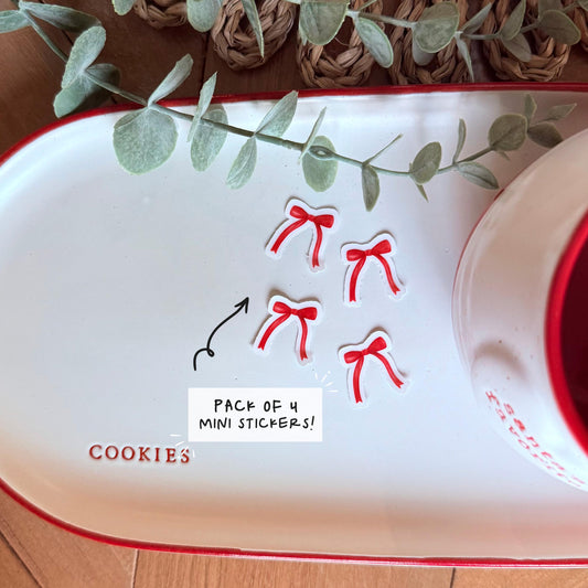 Red Bows Mini Sticker Pack of 4