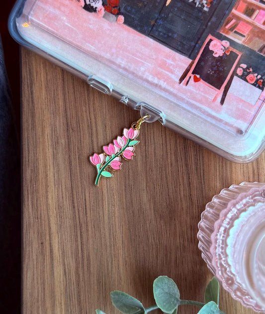 Pink Flower Kindle Charm